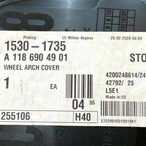 Mercedes CLA C118 Front Left Lower Wheel Arch Trim 2019-2024 A1186904901 Genuine 20 Mercedes CLA C118 Front Left Lower Wheel Arch Trim 2019-2024 A1186904901 Genuine - Image 10