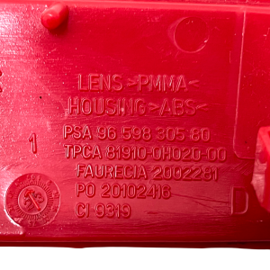 Peugeot 107 206 Expert Rear Bumper Right Reflector Lamp 9659830580 Genuine - Image 9