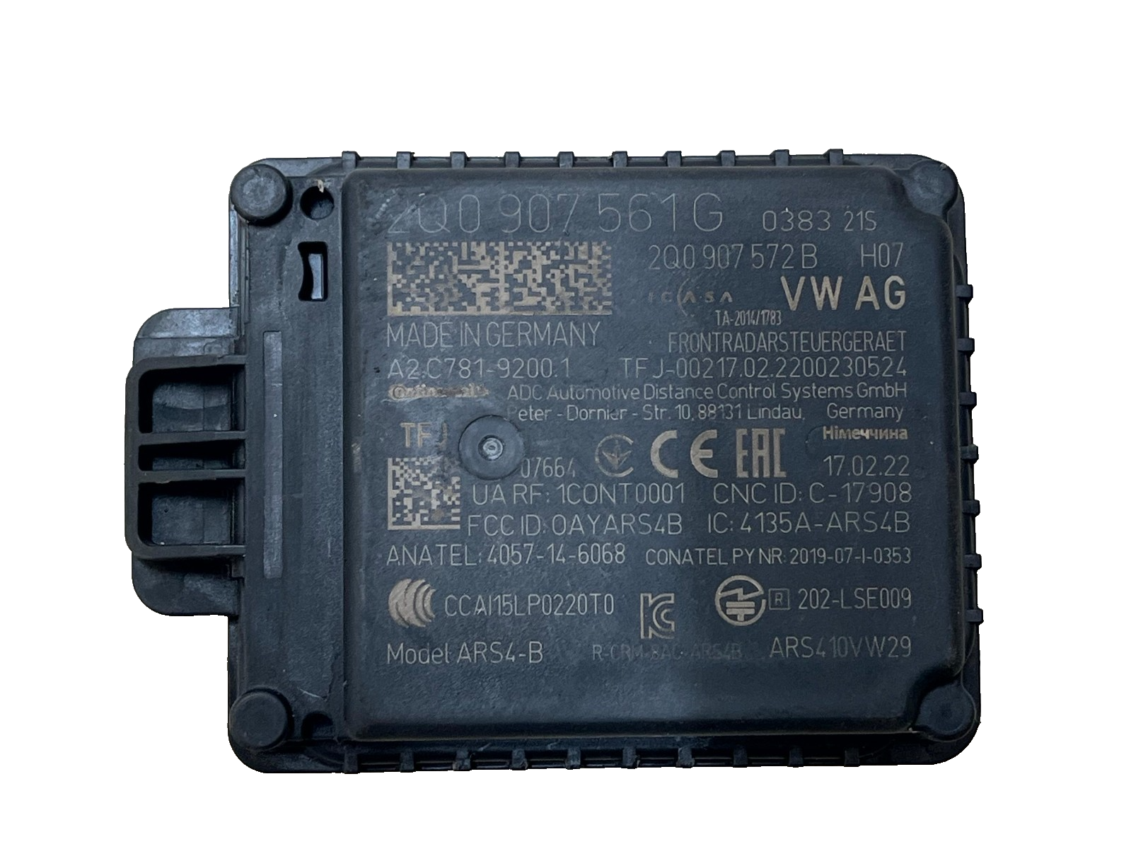 Volkswagen Polo Front Radar Distance Control Sensor 2Q0907572B Genuine