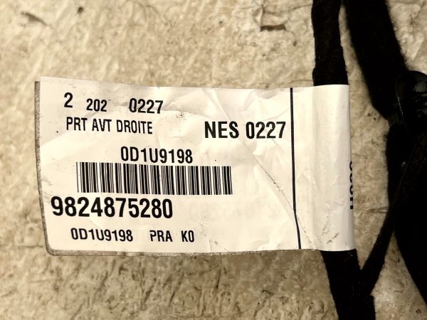 Peugeot Expert Front Right Door Wiring Loom 2016 TO 2024 9824875280 Genuine 178230970642 22