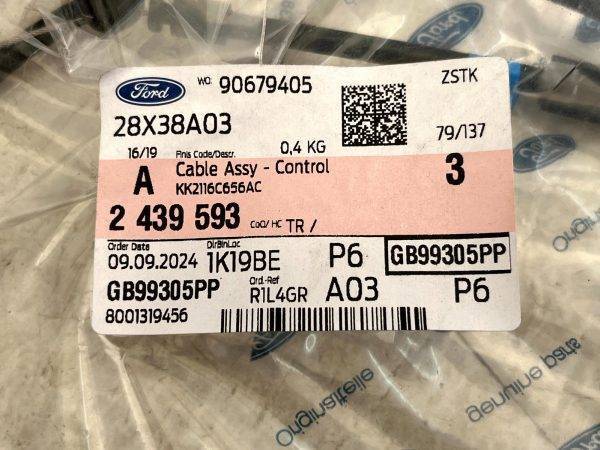 Ford Transit Custom Front Bonnet Release Cable 2439593 Genuine 178556541255 12