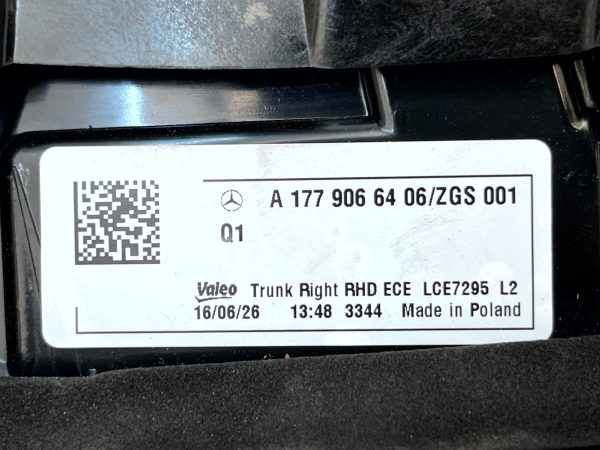 Mercedes A Class W177 Rear Right Side Inner Taillight Lamp A1779062604 Genuine 178536616906 12