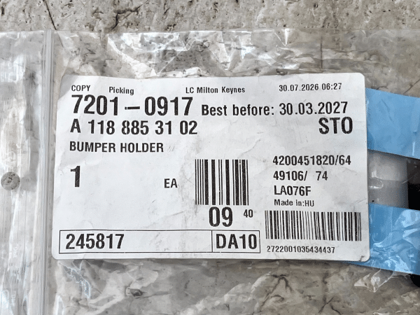 Mercedes CLA C118 Rear Bumper Holder Bracket 2019 TO 2024 A1188853102 Genuine 178516569996 11