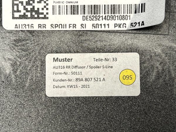Audi Q4 E Tron S Line Rear Bumper Lower Section 2021 ON 89A807527C Genuine 178445749227 16