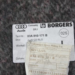 Audi Q3 Left Rear Wheel Liner Splash Guard 2018 ON 83A810171B Genuine - Image 7