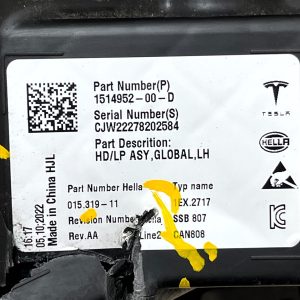 Tesla Model 3 Front Left LED Headlight Headlamp 2019-2024 1514952-00-D Genuine - Image 24