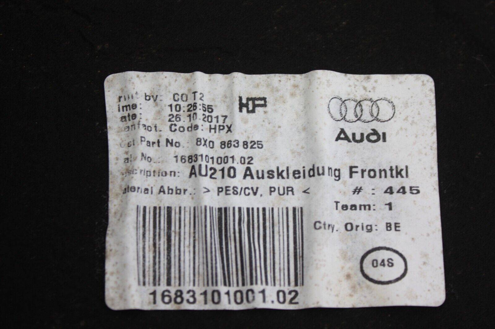 Audi-A1-Engine-Bonnet-Sound-Absorber-8X0863825-Genuine-176314692909-4
