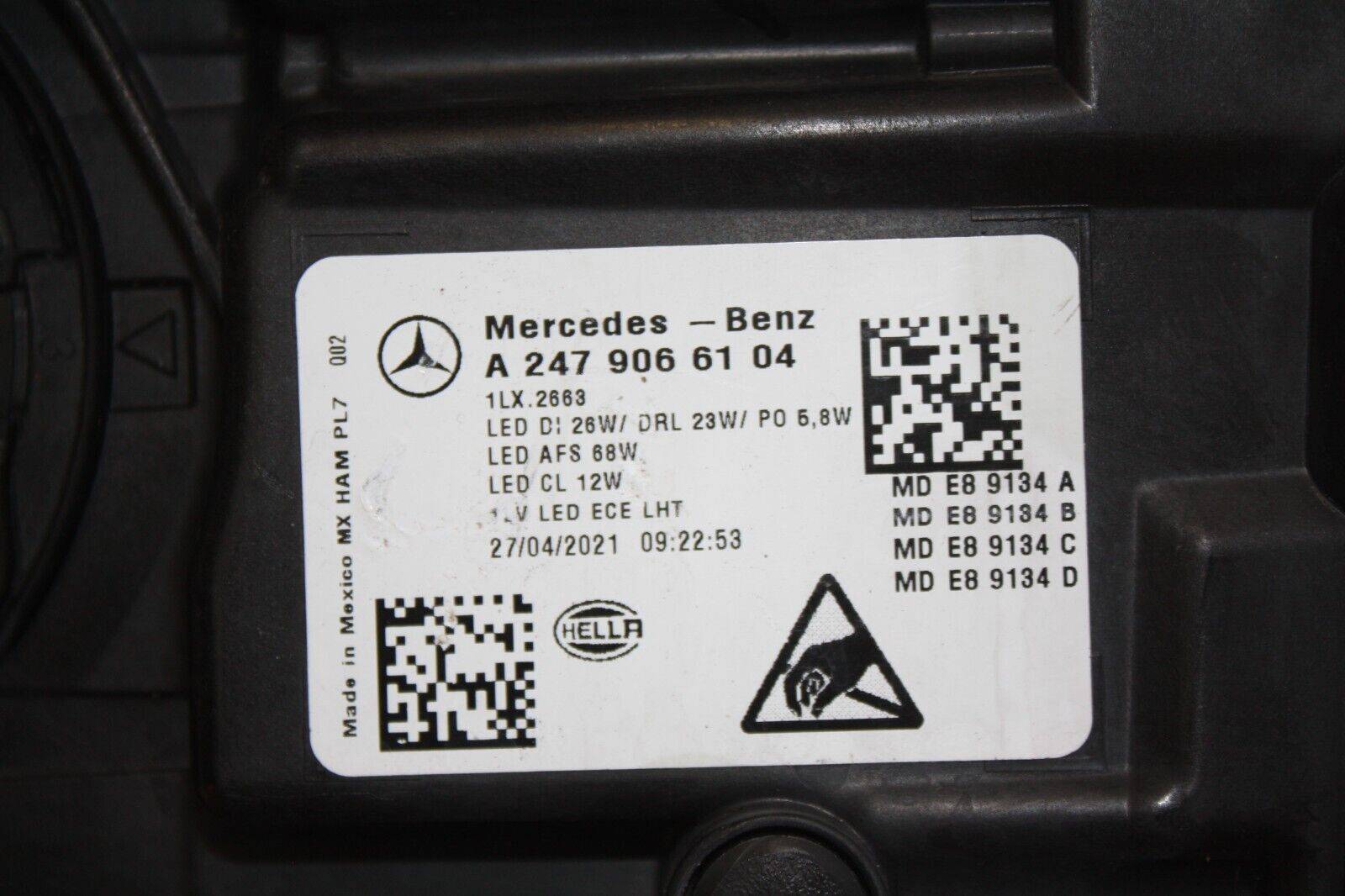 Mercedes-GLB-X247-Left-Side-LED-Headlight-2020-On-A2479066104-Genuine-176408864159-9